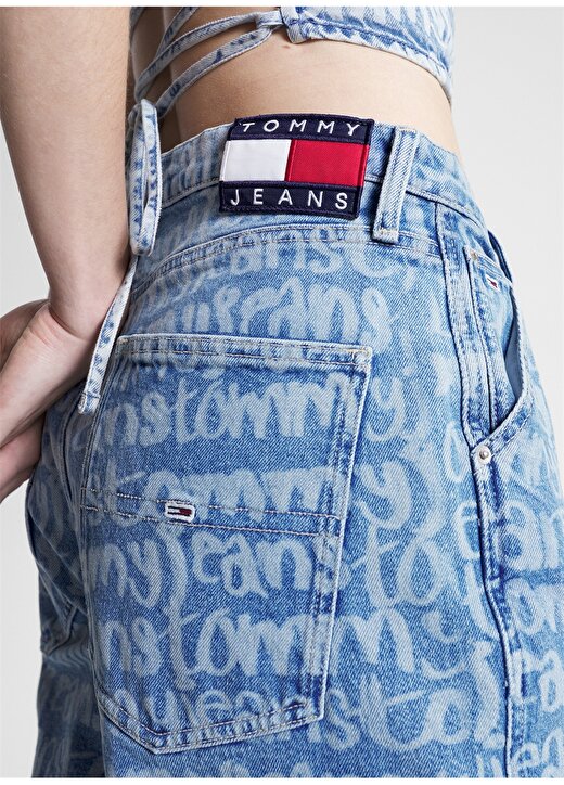 Tommy Jeans Normal Bel Geniş Paça Normal Lacivert Kadın Denim Pantolon DW0DW160481 4