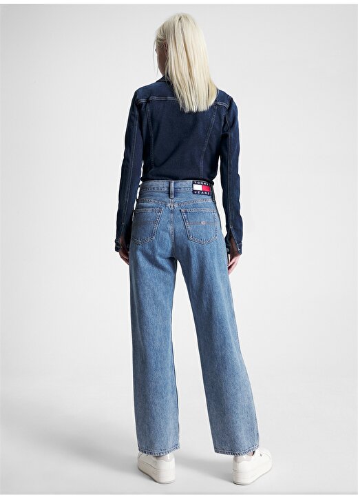 Tommy Jeans Normal Bel Geniş Paça Normal Lacivert Kadın Denim Pantolon DW0DW159961 4