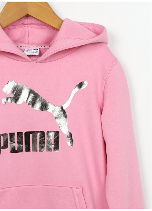 Puma Pembe Kız Çocuk Kapüşonlu Uzun Kollu Sweatshirt 53020983 Classics Logo Hoodie G PRI 2