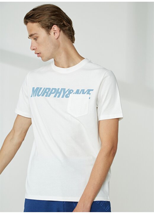 Murphy&Nye Bisiklet Yaka Düz Beyaz Erkek T-Shirt GAFF T-SHIRT 1