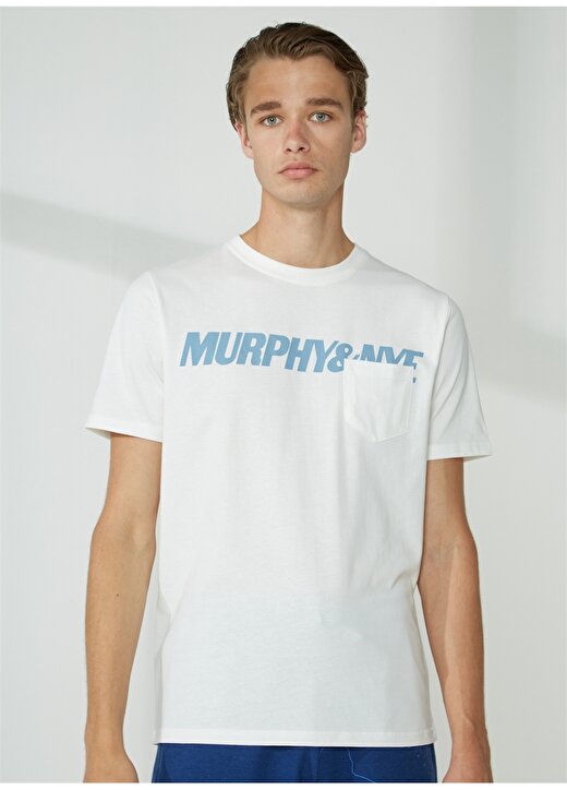 Murphy&Nye Bisiklet Yaka Düz Beyaz Erkek T-Shirt GAFF T-SHIRT 4