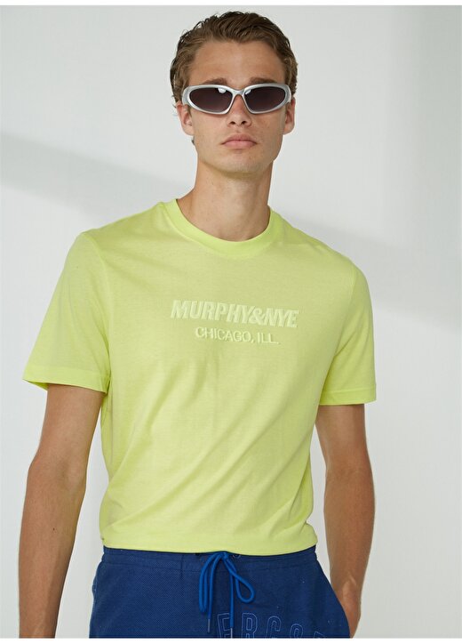 Murphy&Nye Bisiklet Yaka Düz Yeşil Erkek T-Shirt EMBOSS T-SHIRT 1