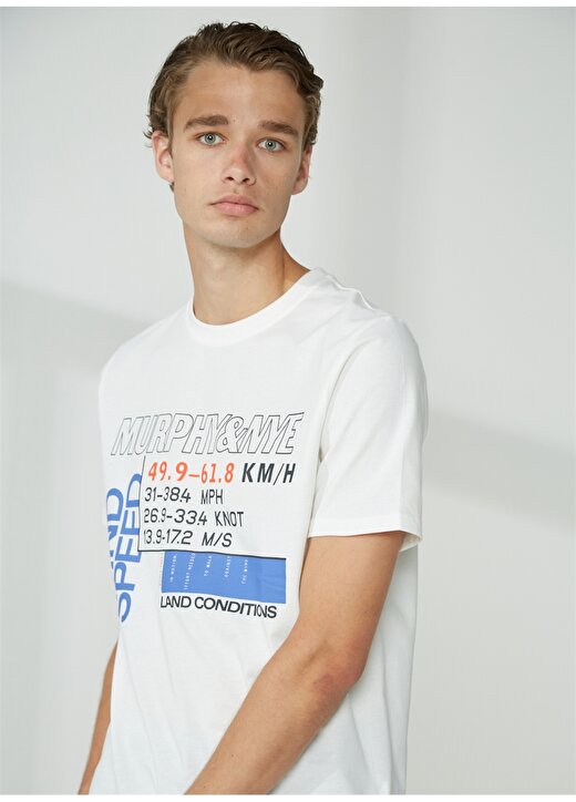 Murphy&Nye Bisiklet Yaka Düz Beyaz Erkek T-Shirt RODE T-SHIRT 1