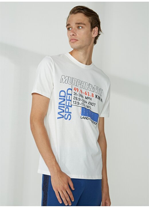 Murphy&Nye Bisiklet Yaka Düz Beyaz Erkek T-Shirt RODE T-SHIRT 3