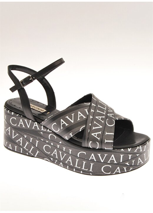 Roberto Cavalli Deri Siyah Kadın Topuklu Sandalet 18613 2