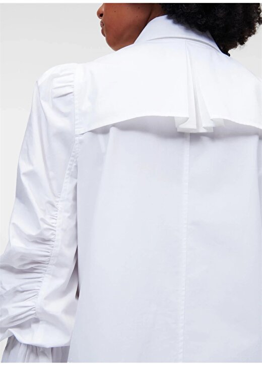 KARL LAGERFELD Normal Gömlek Yaka Düz Beyaz Kadın Gömlek 230W1602 3