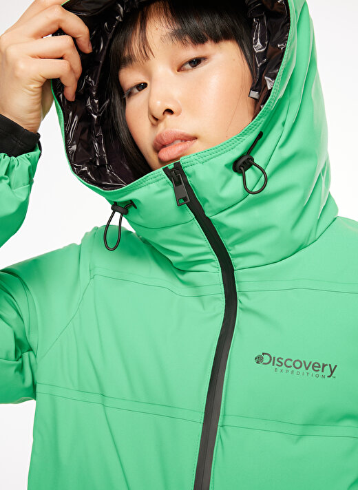 Discovery Expedition Yeşil Kadın Kapüşonlu Kayak Montu D3WL-MNT1  4