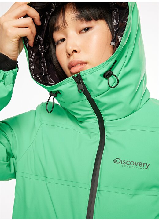 Discovery Expedition Yeşil Kadın Kapüşonlu Recco Kaz Tüyü Kayak Montu D3WL-MNT1 4