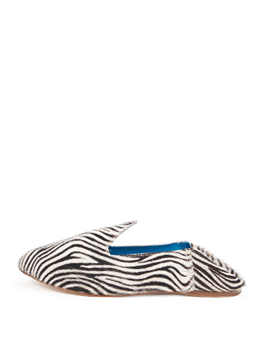 Osay Deri Siyah - Beyaz Kadın Loafer LA ZEBRA 2