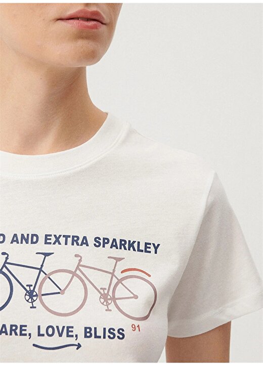 Mavi Bisiklet Yaka Ekru Kadın T-Shirt M1611701-70057 BİSİKLET BASKILI GRA 4