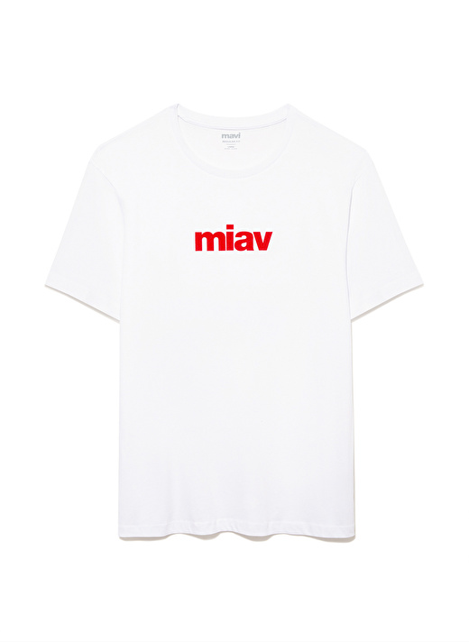 Mavi Bisiklet Yaka Baskılı Beyaz Erkek T-Shirt M067153-622_MİAV BASKILI TİŞÖRT 1