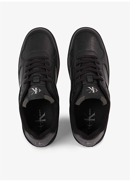 Calvin Klein Siyah Erkek Deri Sneaker BASKET CUPSOLE LOW LACE COR 4