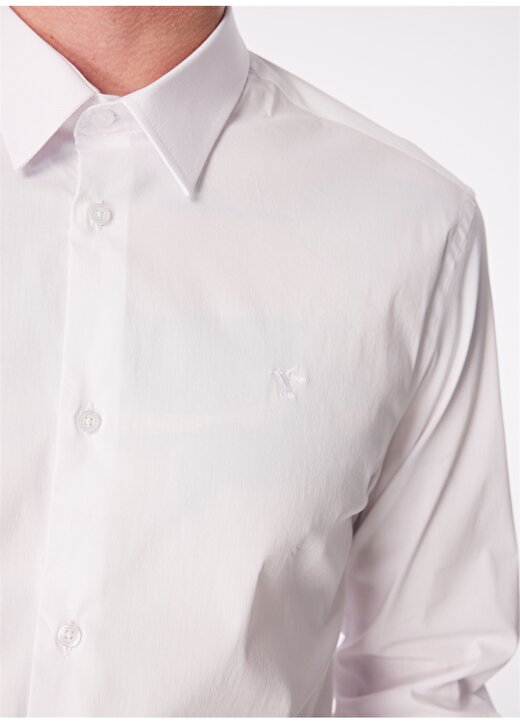 Fabrika Beyaz Erkek Slim Fit Gömlek F4SM-GML 1003 4