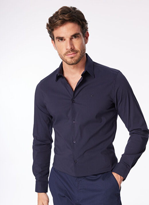 Fabrika Lacivert Erkek Slim Fit Gömlek F4SM-GML 1003   4