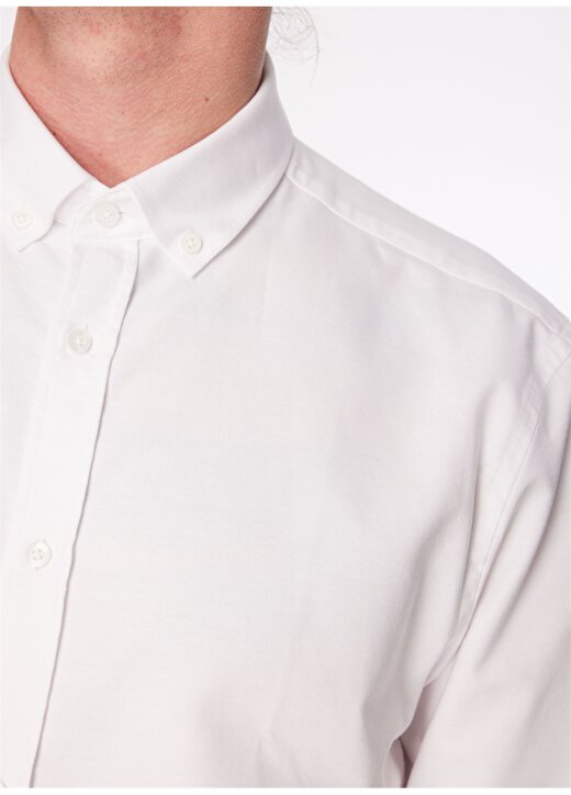 Fabrika Beyaz Erkek Düğmeli Basic Gömlek F4SM-GML 1000 4