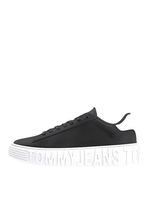 Tommy Hilfiger Siyah Erkek Deri Sneaker LEATHER  OUTSOLE 1