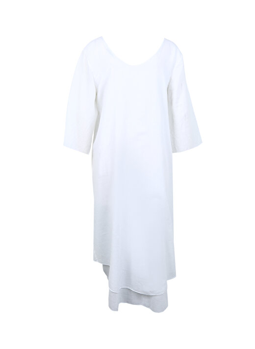  White by Nature Beyaz Kadın Midi Plaj Elbisesi 314706 2