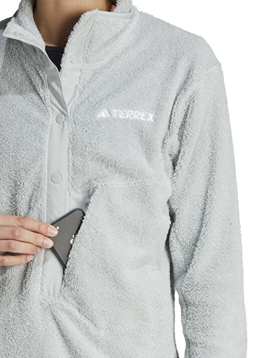 adidas Gümüş Kadın Dik Yaka Terrex Polar Sweatshırt IB1137-W XPL PILE SNAP     WON 4