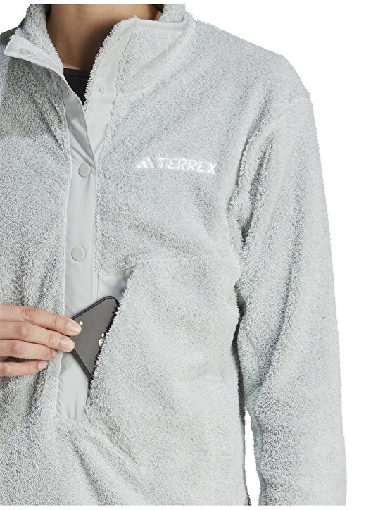 Adidas Gümüş Kadın Dik Yaka Terrex Polar Sweatshırt IB1137-W XPL PILE SNAP WON 4