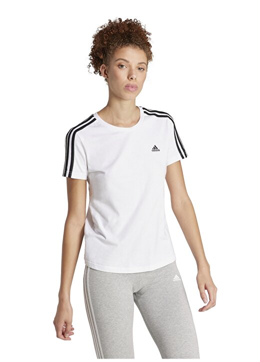 Adidas Beyaz Kadın Yuvarlak Yaka T-Shirt GL0783-W 3S T WHI 3