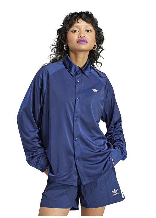 Adidas Mavi Kadın Dik Yaka Regular Fit T-Shirt II5611-TRACK DKB 3