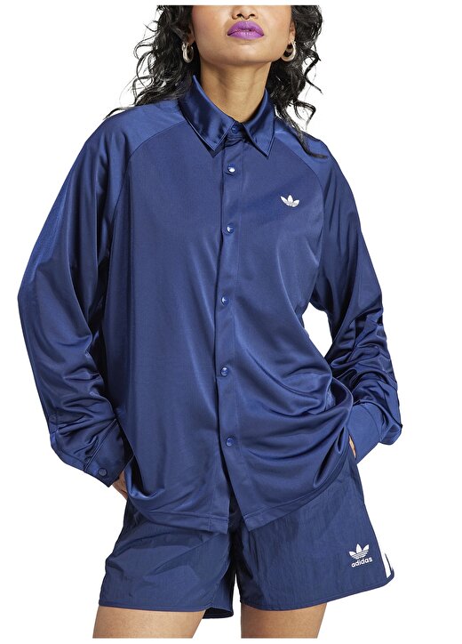 Adidas Mavi Kadın Dik Yaka Regular Fit T-Shirt II5611-TRACK DKB 4