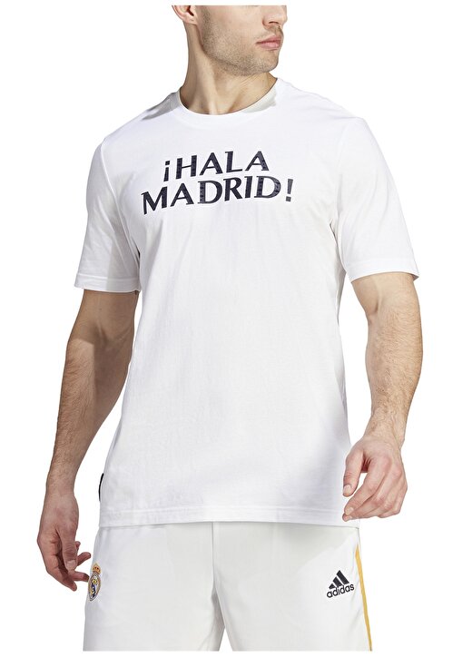 Adidas Beyaz Erkek Yuvarlak Yaka Regular Fit T-Shirt HY0625-REAL DNA GR TEE WHI 2