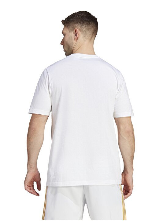 Adidas Beyaz Erkek Yuvarlak Yaka Regular Fit T-Shirt HY0625-REAL DNA GR TEE WHI 4