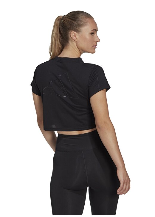 Adidas Siyah Kadın Yuvarlak Yaka Regular Fit T-Shirt HR7789-TR-ES 3BAR T BLA 4