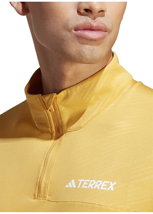 Adidas Sarı Erkek Dik Yaka Terrex T-Shirt HZ6236-MT Half Zi LS PRE 4