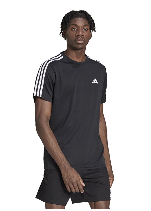 Adidas Siyah Erkek Yuvarlak Yaka Dar T-Shirt IB8150-TR-ES BASE 3S T 1