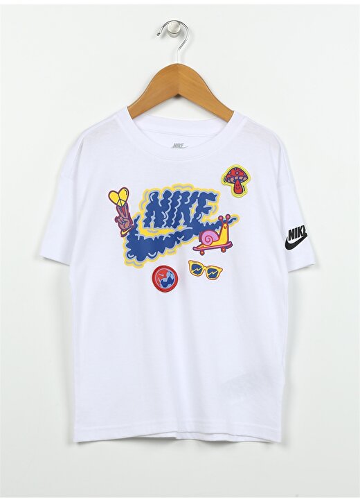 Nike Çocuk Beyaz Bisiklet Yaka Baskılı T-Shirt 86L236-001 NKN YOU DO YOU SS TEE 1