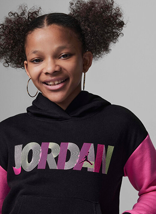 Nike Çocuk Siyah Kapüşonlu Baskılı Sweatshirt 45C595-023 JDG GIRLS FUNDAMENTIAL P  3