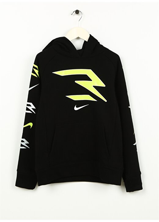 Nike Çocuk Siyah Kapüşonlu Baskılı Sweatshirt 9Q0523-023 RWB TICKER TAPE HOODIE 1