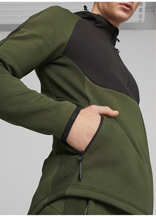 Puma Yeşil Erkek Yuvarlak Yaka Regular Fit Sweatshirt EVOSTRIPE Full-Zip Hoodie 4