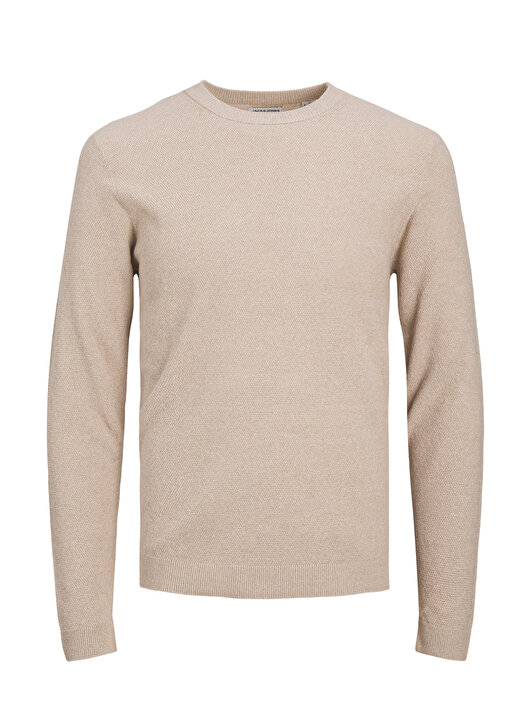 Jack & Jones Bisiklet Yaka Standart Bej Erkek Kazak 12236766_JJEMARCUS KNIT CREW NECK 4