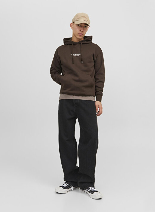 Jack & Jones Kapüşon Yaka Kahve Erkek Sweatshırt 12241687_JORVESTERBRO SWEAT HOOD NO 1