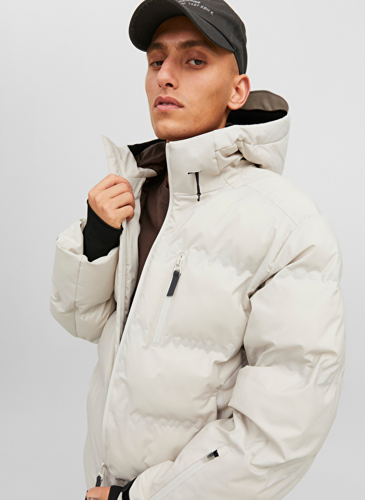 Jack & Jones Krem Erkek Mont 12238998_JCOSWEEP PUFFER SN 1