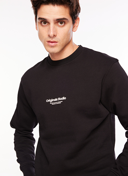 Jack & Jones Bisiklet Yaka Siyah Erkek Sweatshırt 12241694_JORVESTERBRO SWEAT CREW NE 1