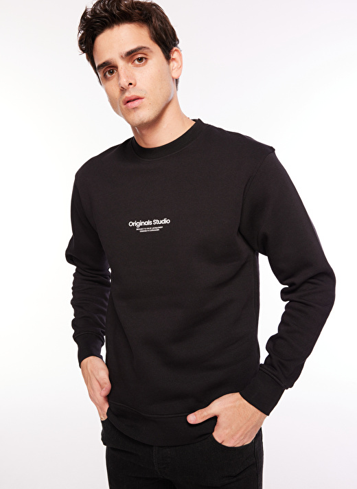 Jack & Jones Bisiklet Yaka Siyah Erkek Sweatshırt 12241694_JORVESTERBRO SWEAT CREW NE 2