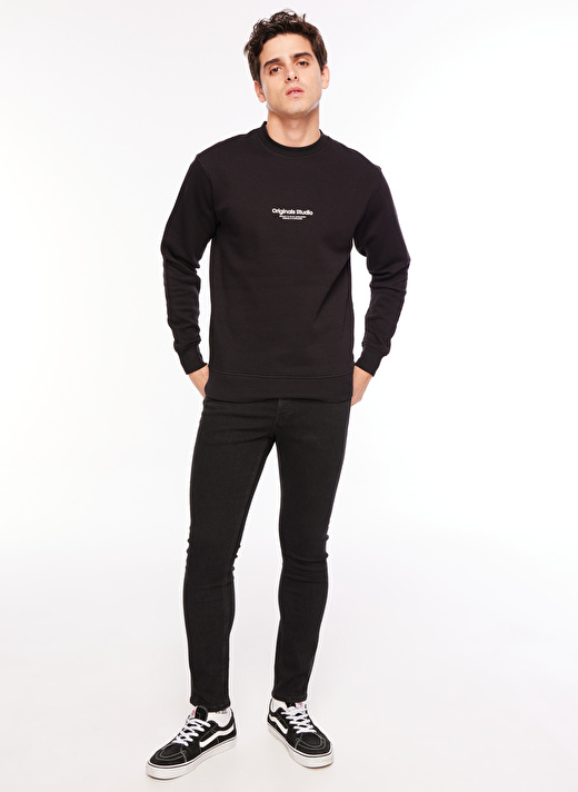 Jack & Jones Bisiklet Yaka Siyah Erkek Sweatshırt 12241694_JORVESTERBRO SWEAT CREW NE 3