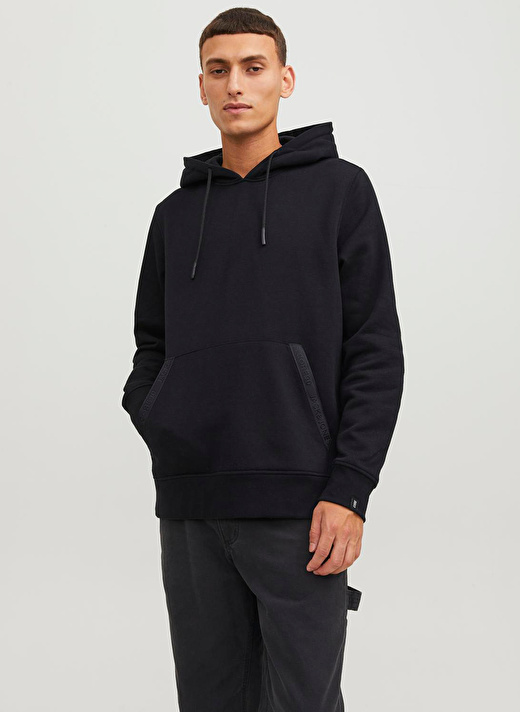 Jack & Jones Kapüşon Yaka Siyah Erkek Sweatshırt 12242176_JCOREACT SWEAT HOOD 4