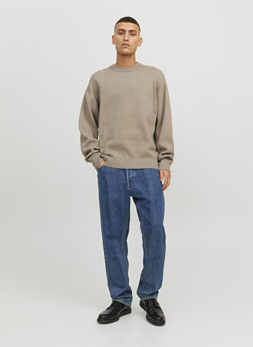 Jack & Jones Bisiklet Yaka Standart Krem Erkek Kazak 12242512_JORRAY KNIT CREW NECK 1