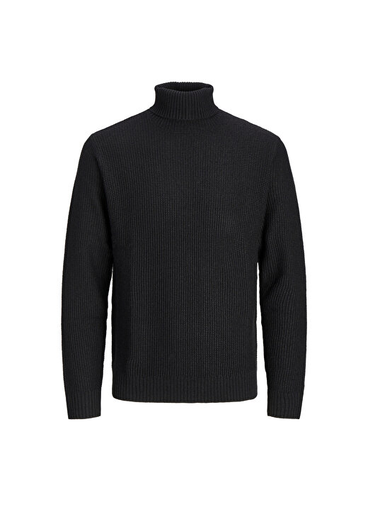 Jack & Jones Dik Yaka Standart Siyah Erkek Kazak 12243119_JORKYLE KNIT ROLL NECK 1