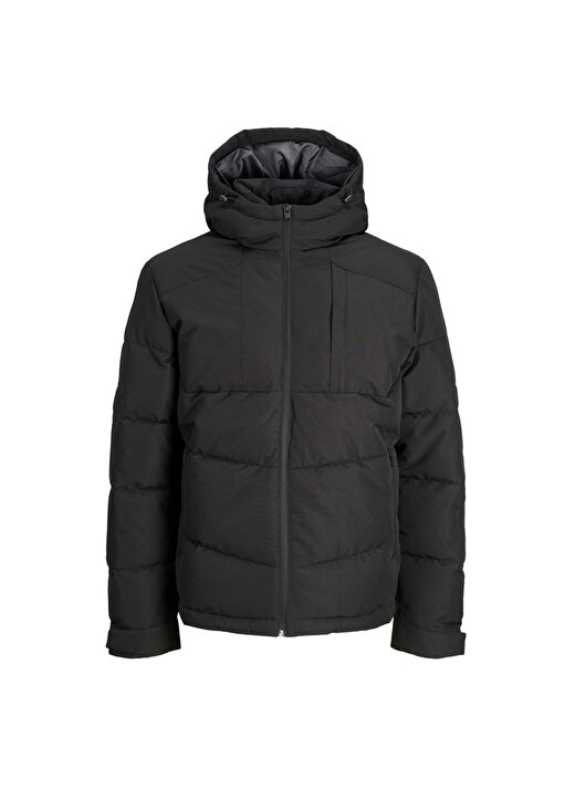 Jack & Jones Siyah Erkek Mont 12250756_JCOOTIS DETACHABLE HOOD PU 1