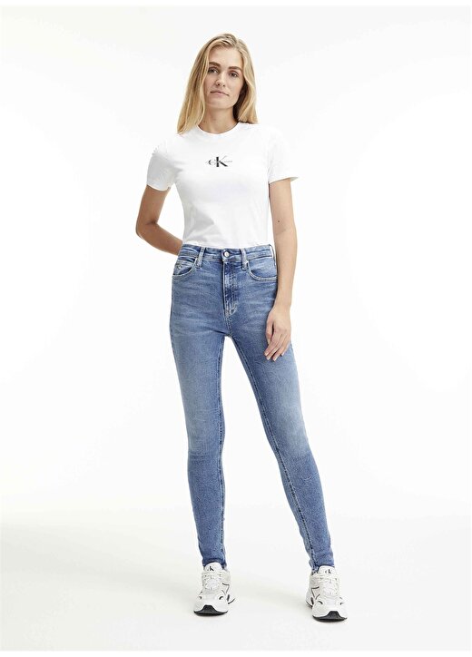 Calvin Klein Jeans Yüksek Bel Skinny Paça Normal Mavi Kadın Denim Pantolon J20J221226 1