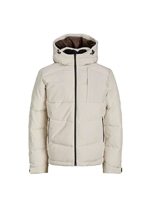 Jack & Jones Krem Erkek Mont 12250756_JCOOTIS DETACHABLE HOOD PU 1