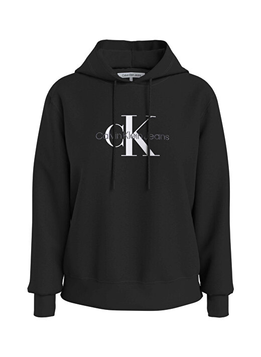 Calvin Klein Jeans Siyah Kadın Kapüşonlu Baskılı Sweatshirt J20J221335    1