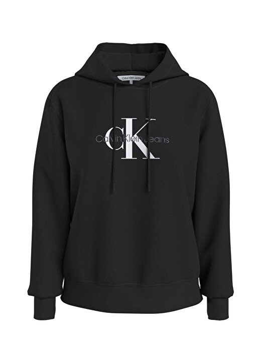 Calvin Klein Jeans Siyah Kadın Kapüşonlu Baskılı Sweatshirt J20J221335 1