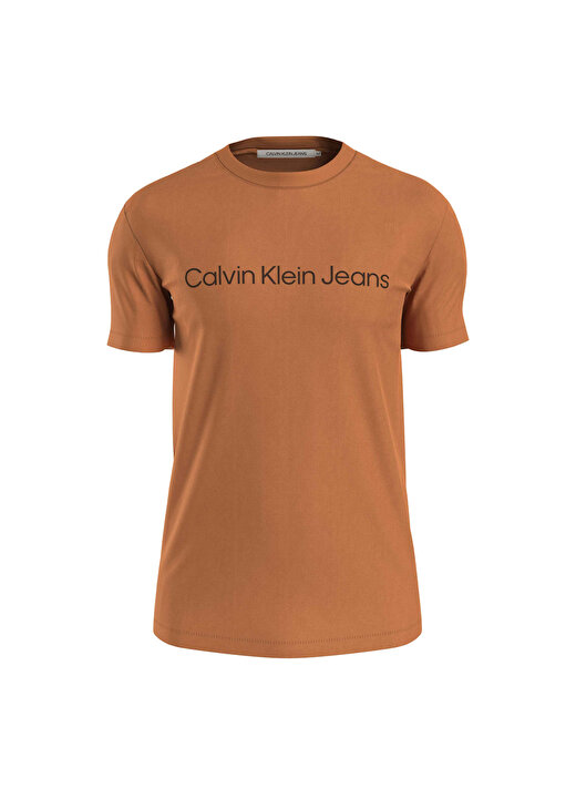 Calvin Klein Jeans Bisiklet Yaka Baskılı Turuncu Erkek T-Shirt J30J322344SEC 1